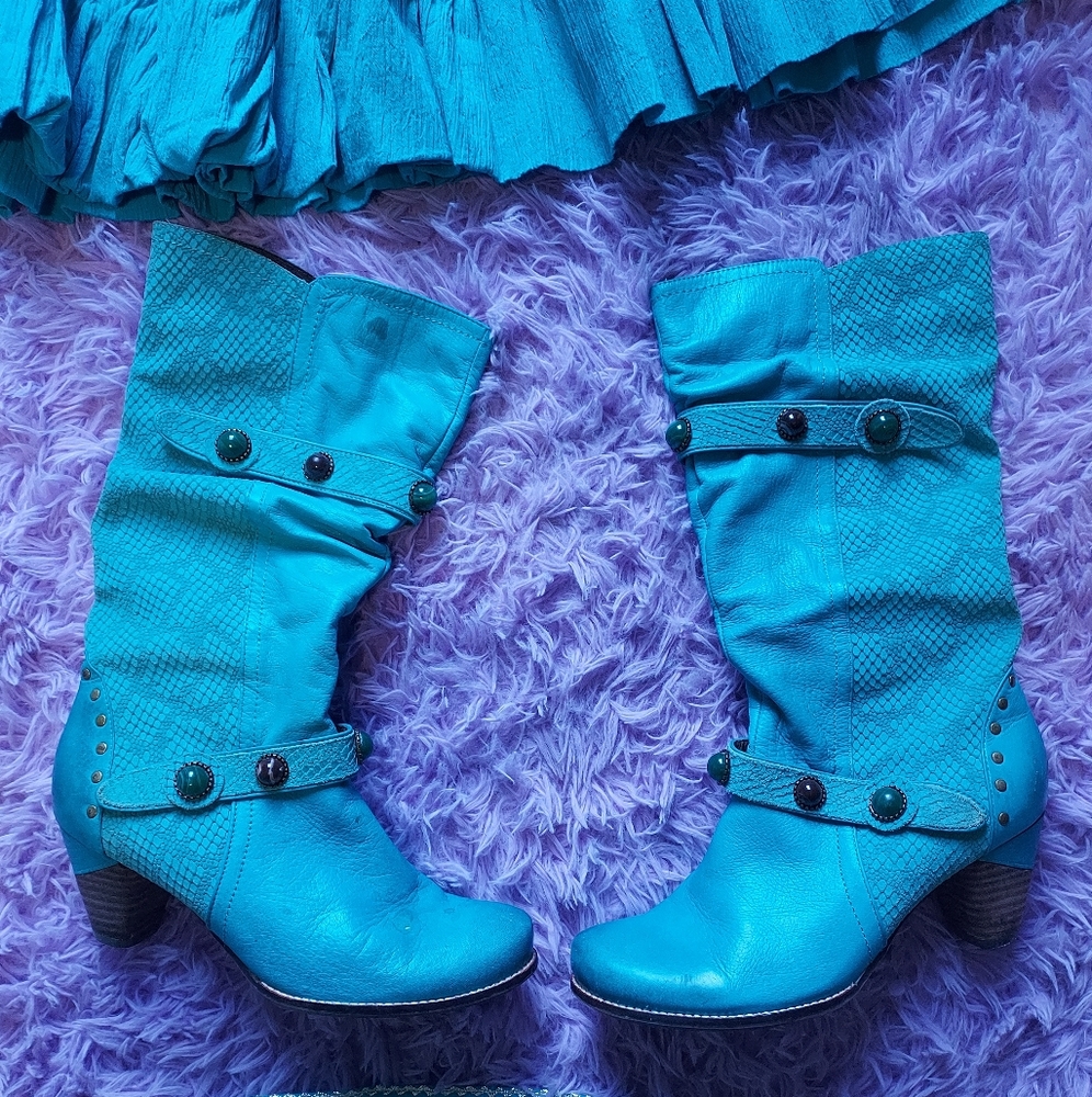 Spring Step L' Artiste Promenade Teal Blue Boots